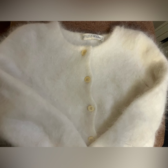 Angel mohair mini cropped cardigan off white ivory XS - Picture 8 of 11